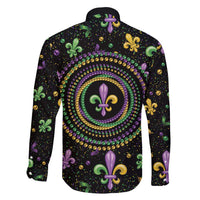 Mardi Gras Fleur De Lis Family Matching Puletasi and Hawaiian Shirt With Round Carnival Beads