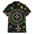 Mardi Gras Fleur De Lis Family Matching Short Sleeve Bodycon Dress and Hawaiian Shirt With Round Carnival Beads - Wonder Print Shop