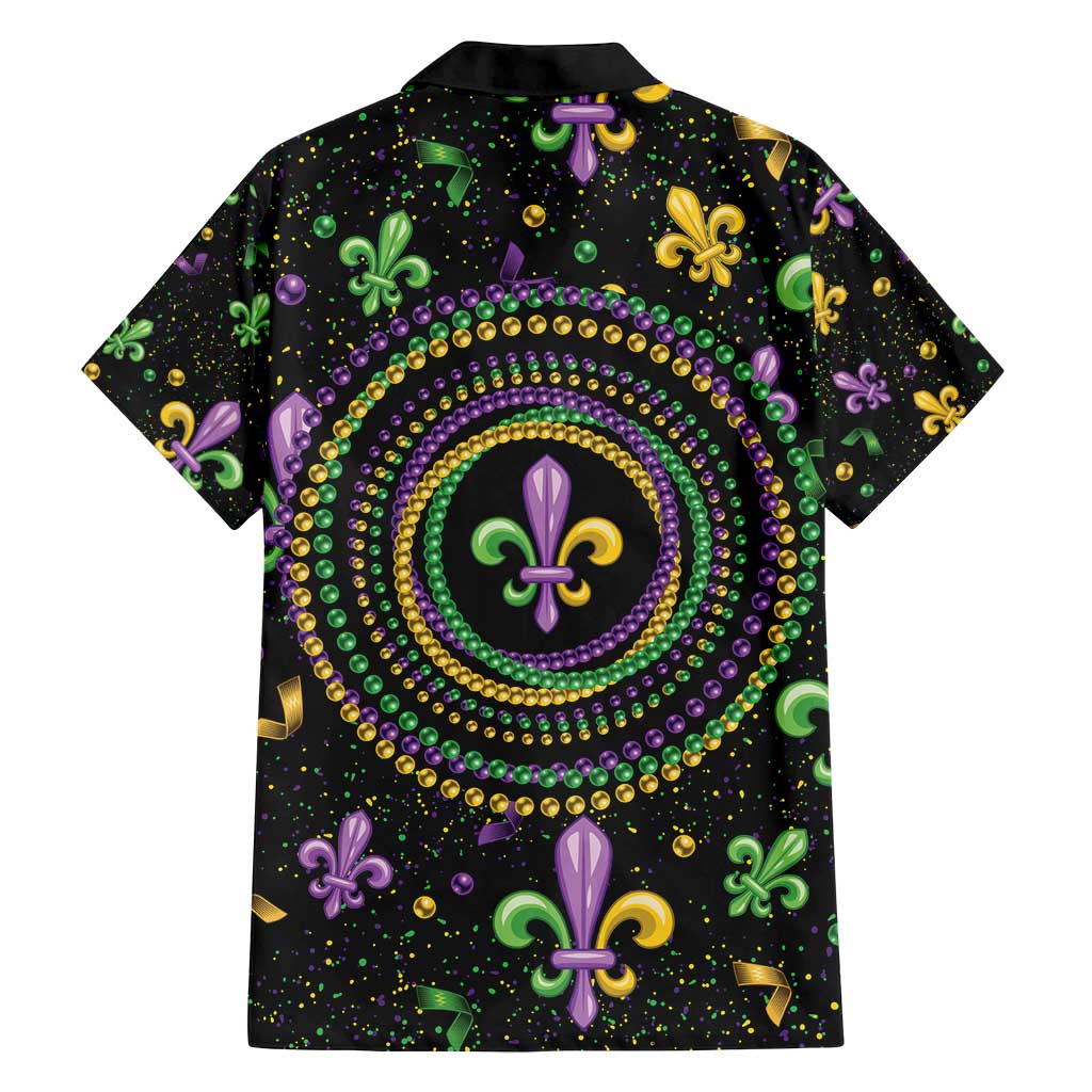 Mardi Gras Fleur De Lis Family Matching Summer Maxi Dress and Hawaiian Shirt With Round Carnival Beads - Wonder Print Shop