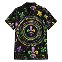 Mardi Gras Fleur De Lis Family Matching Tank Maxi Dress and Hawaiian Shirt With Round Carnival Beads - Wonder Print Shop