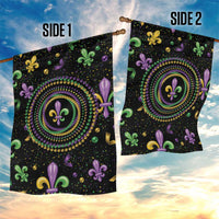 Mardi Gras Fleur De Lis Garden Flag With Round Carnival Beads - Wonder Print Shop