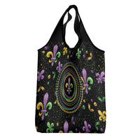 Mardi Gras Fleur De Lis Grocery Bag With Round Carnival Beads