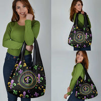 Mardi Gras Fleur De Lis Grocery Bag With Round Carnival Beads