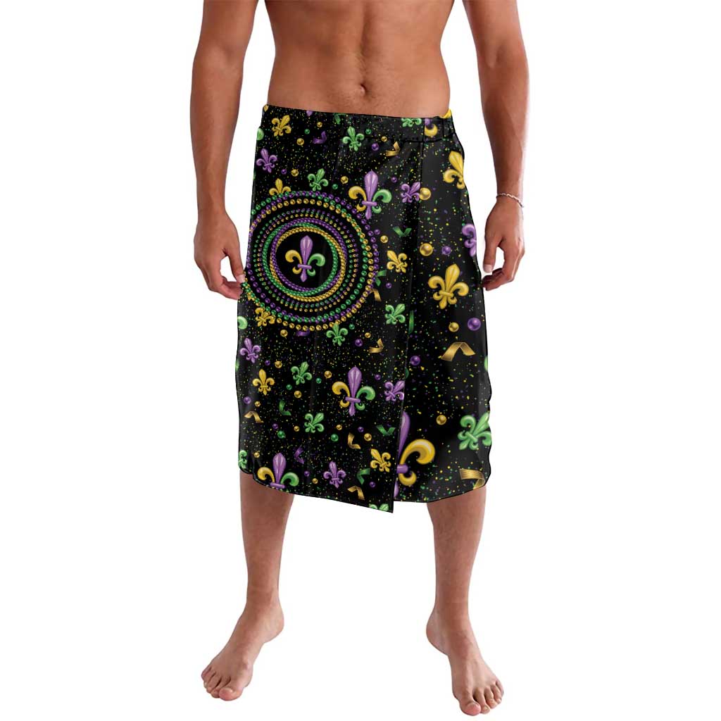 Mardi Gras Fleur De Lis Lavalava With Round Carnival Beads - Wonder Print Shop