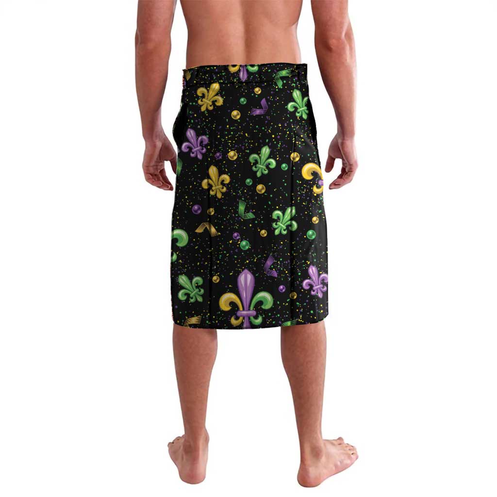 Mardi Gras Fleur De Lis Lavalava With Round Carnival Beads - Wonder Print Shop
