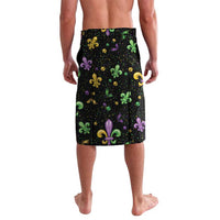 Mardi Gras Fleur De Lis Lavalava With Round Carnival Beads - Wonder Print Shop
