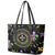Mardi Gras Fleur De Lis Leather Tote Bag With Round Carnival Beads