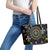 Mardi Gras Fleur De Lis Leather Tote Bag With Round Carnival Beads