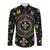 Mardi Gras Fleur De Lis Long Sleeve Button Shirt With Round Carnival Beads