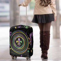 Mardi Gras Fleur De Lis Luggage Cover With Round Carnival Beads - Wonder Print Shop
