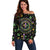 Mardi Gras Fleur De Lis Off Shoulder Sweater With Round Carnival Beads - Wonder Print Shop