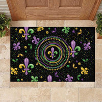 Mardi Gras Fleur De Lis Rubber Doormat With Round Carnival Beads - Wonder Print Shop
