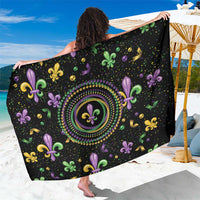 Mardi Gras Fleur De Lis Sarong With Round Carnival Beads - Wonder Print Shop