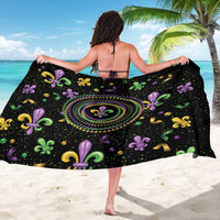 Mardi Gras Fleur De Lis Sarong With Round Carnival Beads - Wonder Print Shop