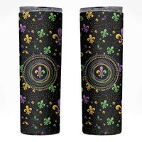 Mardi Gras Fleur De Lis Skinny Tumbler With Round Carnival Beads - Wonder Print Shop