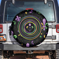 Mardi Gras Fleur De Lis Spare Tire Cover With Round Carnival Beads - Wonder Print Shop