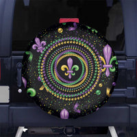 Mardi Gras Fleur De Lis Spare Tire Cover With Round Carnival Beads - Wonder Print Shop
