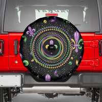 Mardi Gras Fleur De Lis Spare Tire Cover With Round Carnival Beads - Wonder Print Shop