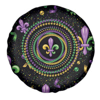 Mardi Gras Fleur De Lis Spare Tire Cover With Round Carnival Beads - Wonder Print Shop