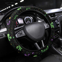 Mardi Gras Fleur De Lis Steering Wheel Cover With Round Carnival Beads - Wonder Print Shop