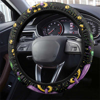 Mardi Gras Fleur De Lis Steering Wheel Cover With Round Carnival Beads - Wonder Print Shop