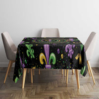 Mardi Gras Fleur De Lis Tablecloth With Round Carnival Beads - Wonder Print Shop