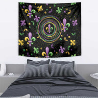 Mardi Gras Fleur De Lis Tapestry With Round Carnival Beads - Wonder Print Shop