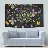Mardi Gras Fleur De Lis Tapestry With Round Carnival Beads - Wonder Print Shop