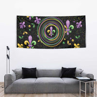 Mardi Gras Fleur De Lis Tapestry With Round Carnival Beads - Wonder Print Shop
