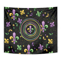 Mardi Gras Fleur De Lis Tapestry With Round Carnival Beads - Wonder Print Shop