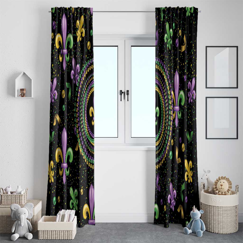 Mardi Gras Fleur De Lis Window Curtain With Round Carnival Beads - Wonder Print Shop