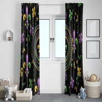 Mardi Gras Fleur De Lis Window Curtain With Round Carnival Beads - Wonder Print Shop