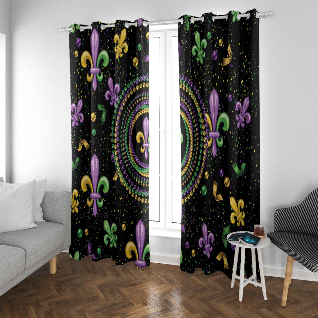 Mardi Gras Fleur De Lis Window Curtain With Round Carnival Beads - Wonder Print Shop
