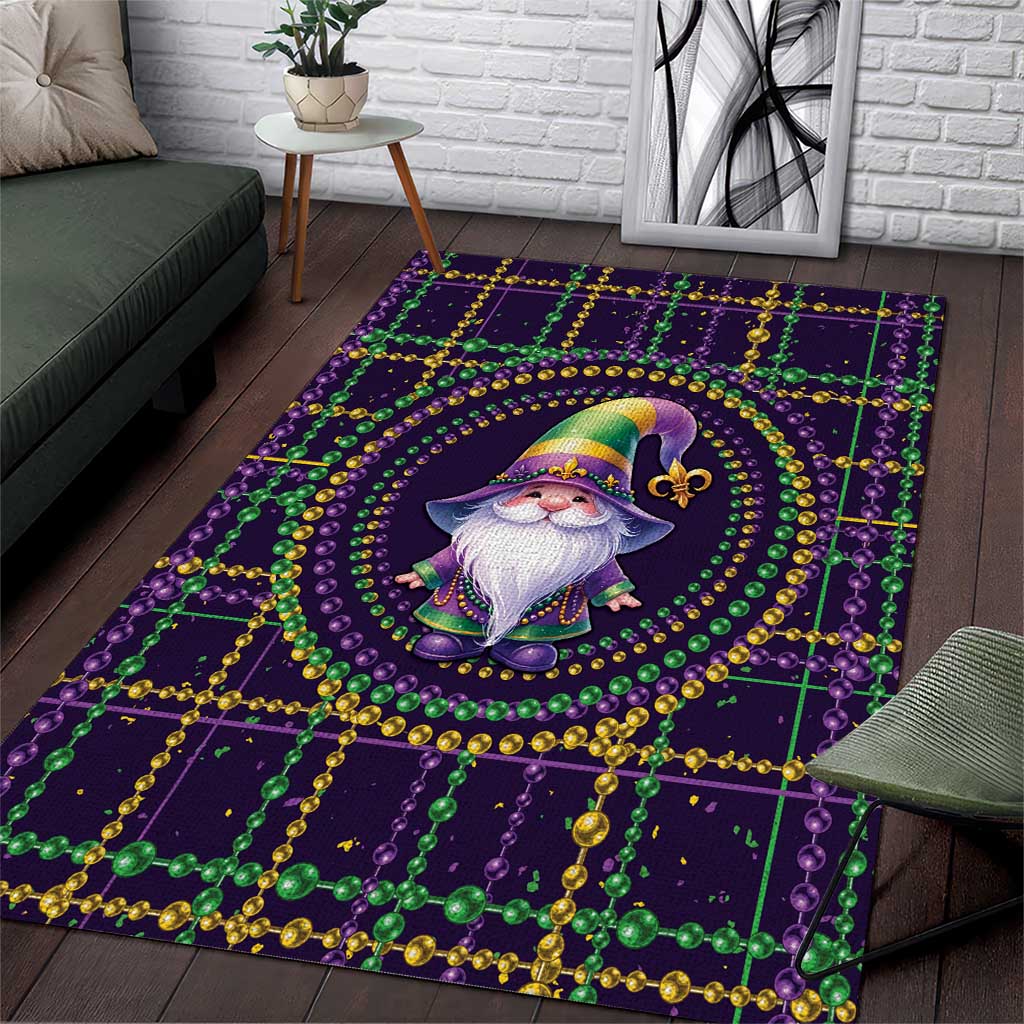 Mardi Gras Gnome Area Rug Beads Fleur de lis Symbol