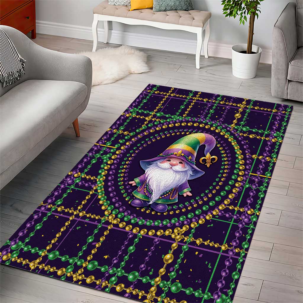 Mardi Gras Gnome Area Rug Beads Fleur de lis Symbol