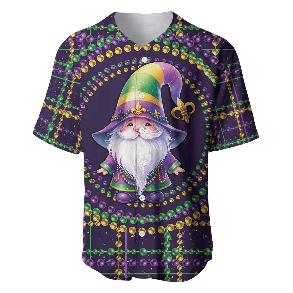 Mardi Gras Gnome Baseball Jersey Beads Fleur de lis Symbol