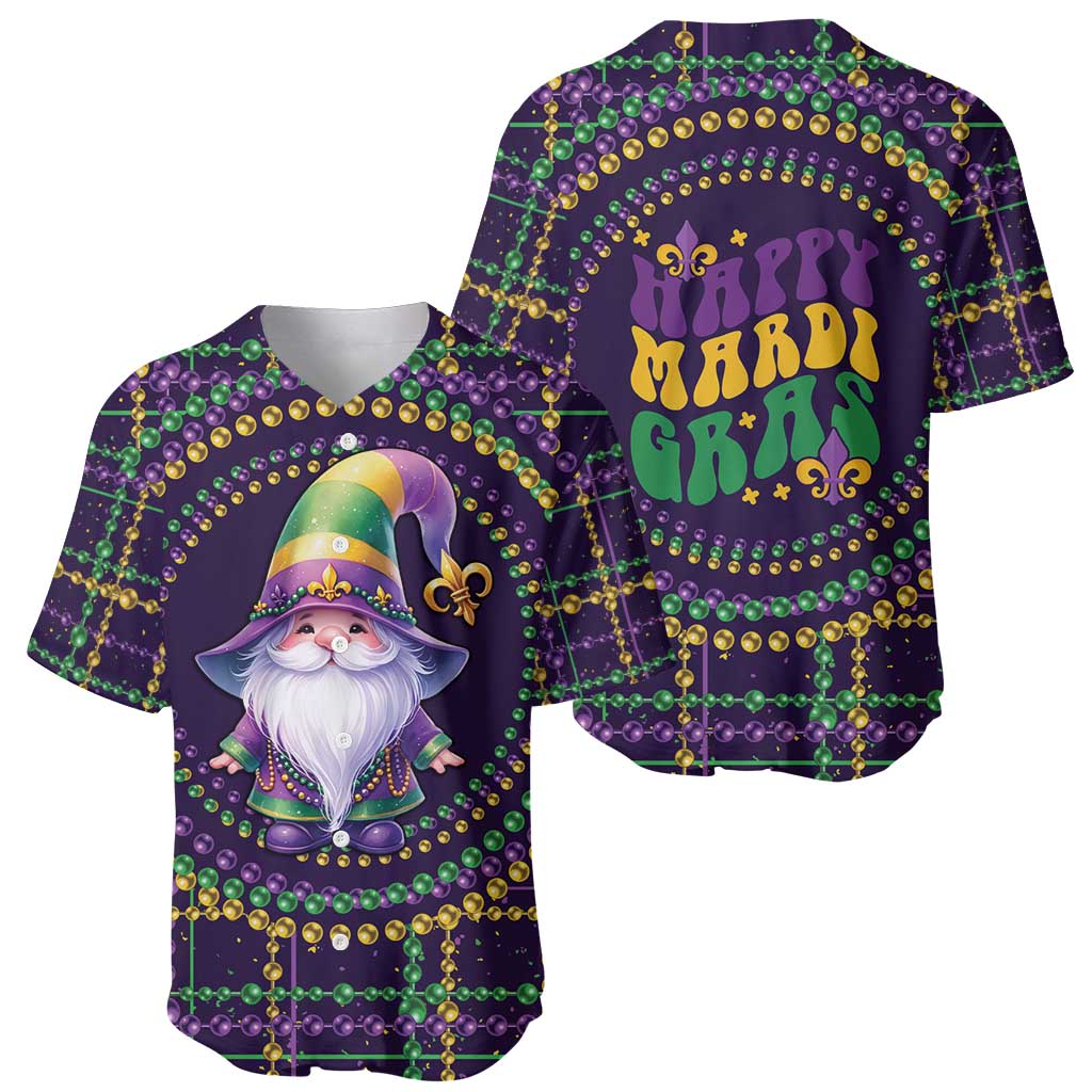 Mardi Gras Gnome Baseball Jersey Beads Fleur de lis Symbol