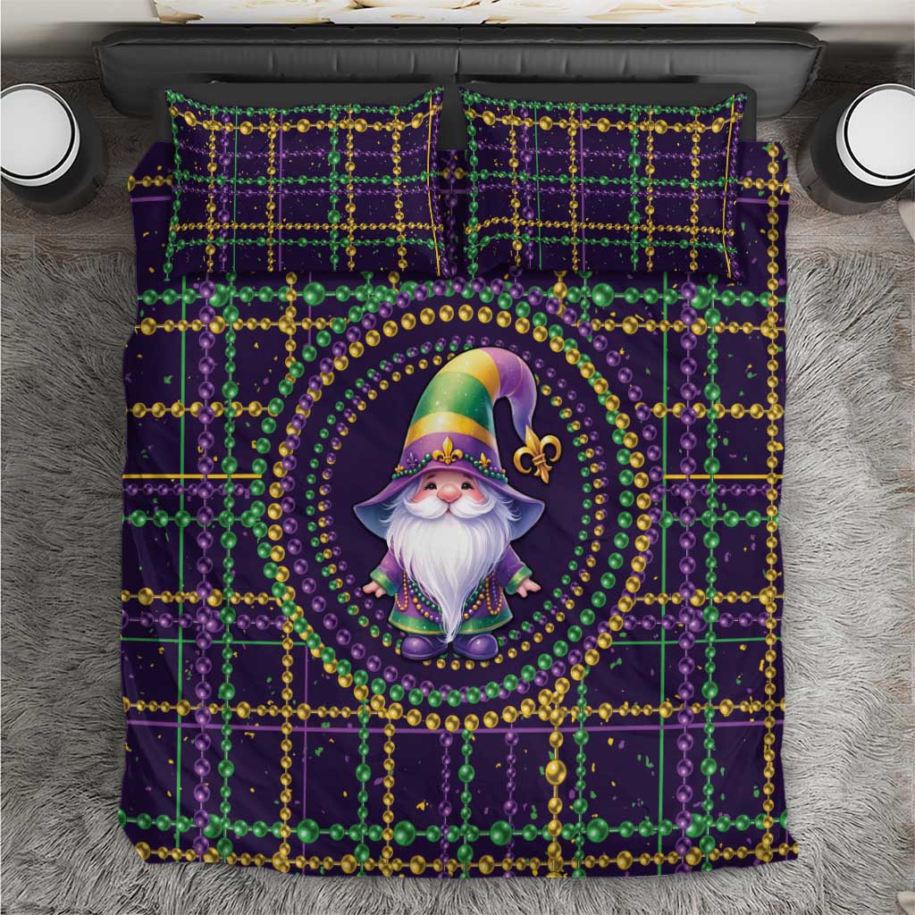 Mardi Gras Gnome Bedding Set Beads Fleur de lis Symbol