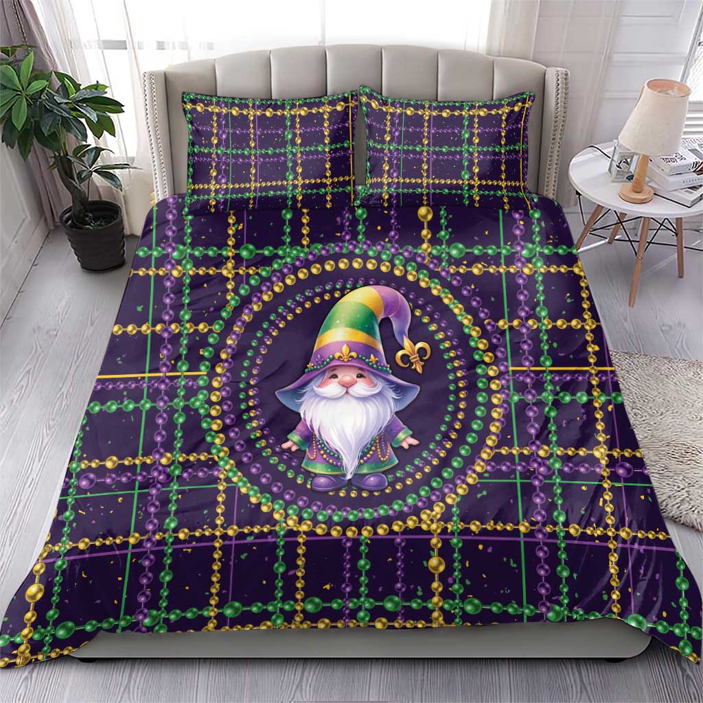 Mardi Gras Gnome Bedding Set Beads Fleur de lis Symbol