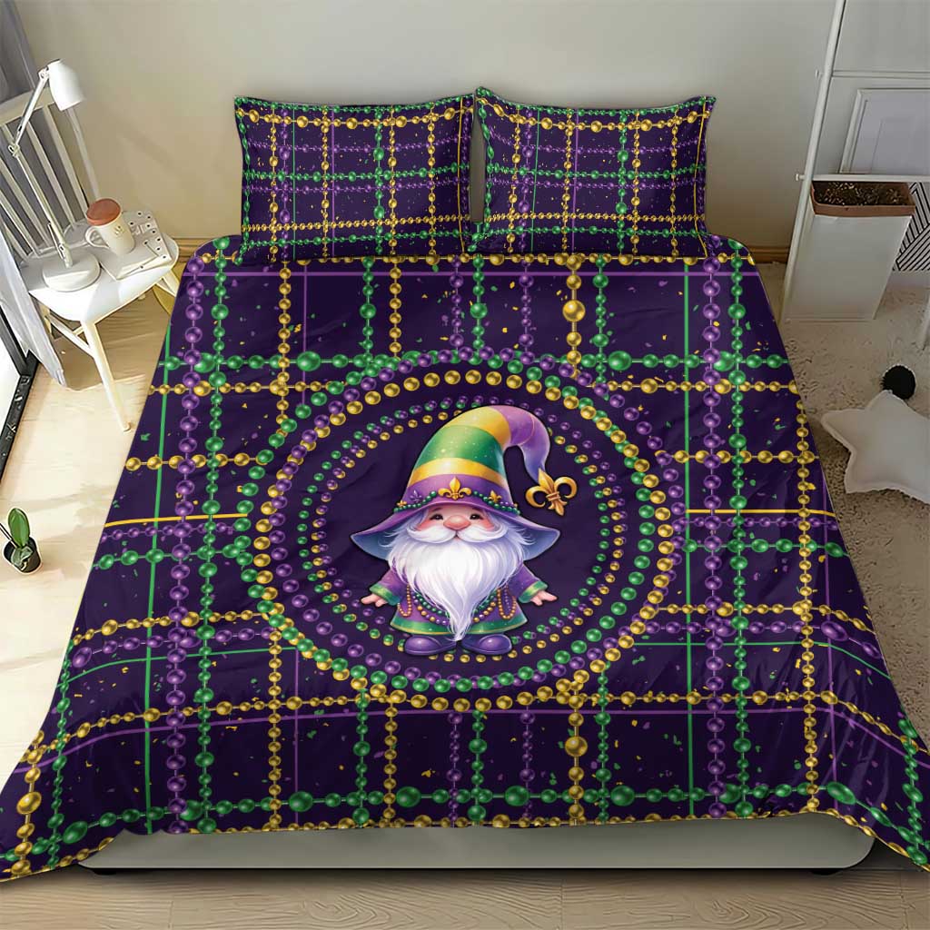 Mardi Gras Gnome Bedding Set Beads Fleur de lis Symbol