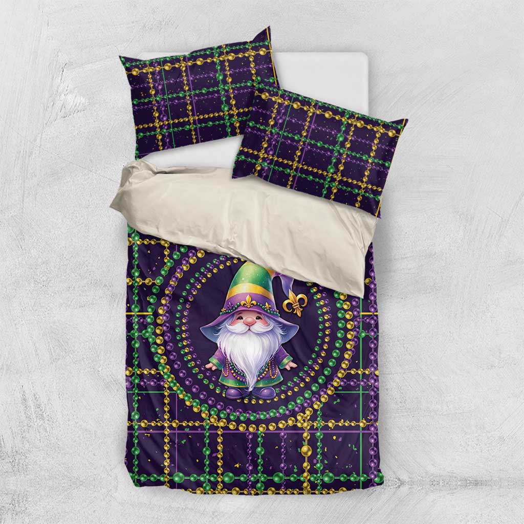 Mardi Gras Gnome Bedding Set Beads Fleur de lis Symbol