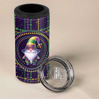 Mardi Gras Gnome 4 in 1 Can Cooler Tumbler Beads Fleur de lis Symbol
