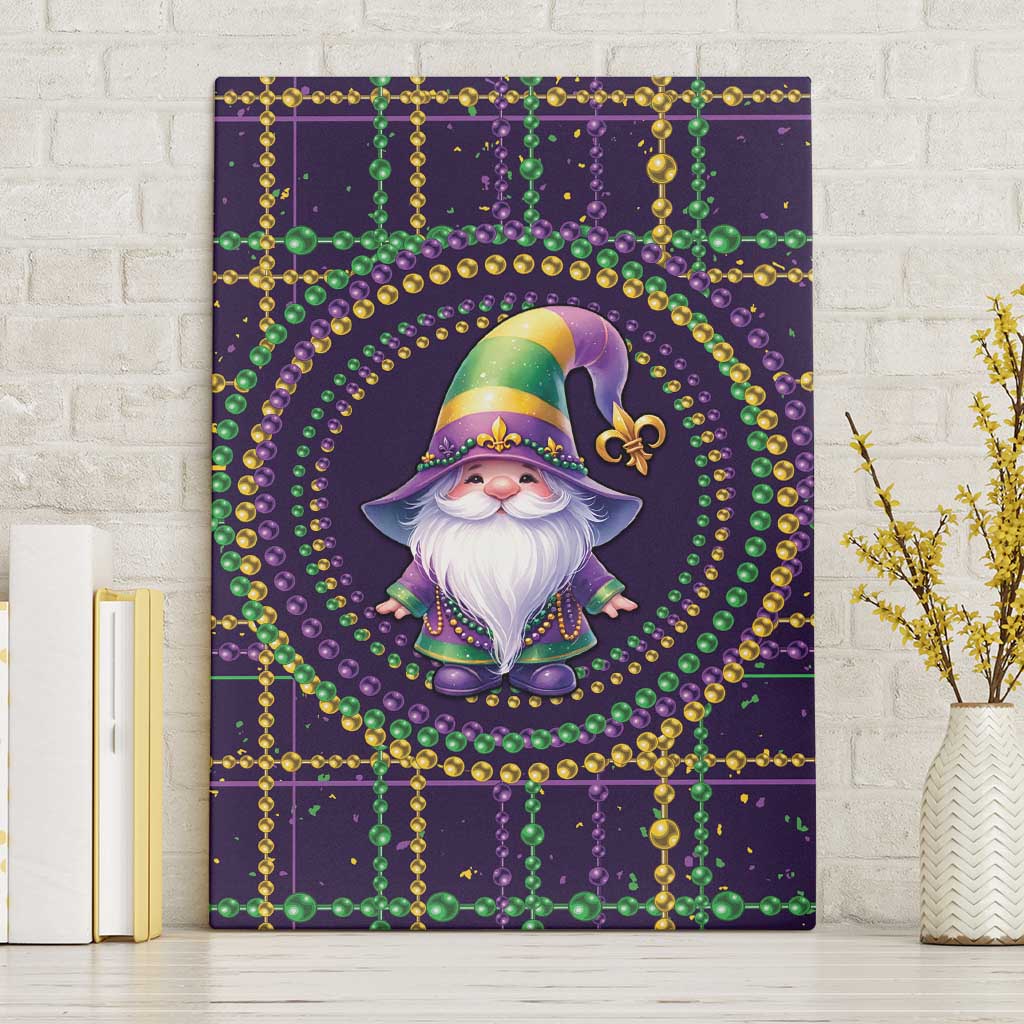Mardi Gras Gnome Canvas Wall Art Beads Fleur de lis Symbol