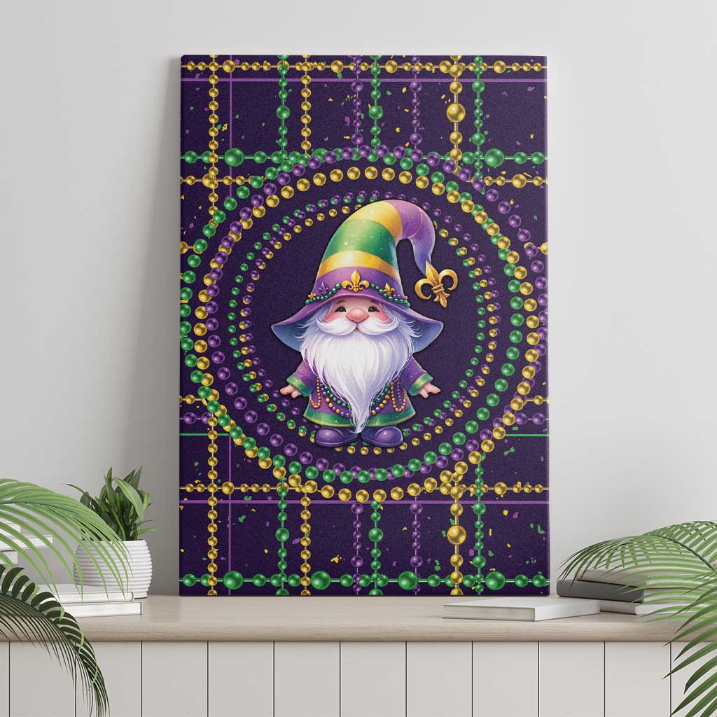 Mardi Gras Gnome Canvas Wall Art Beads Fleur de lis Symbol