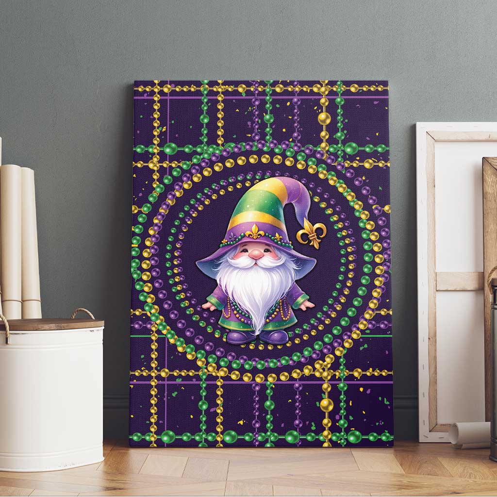 Mardi Gras Gnome Canvas Wall Art Beads Fleur de lis Symbol
