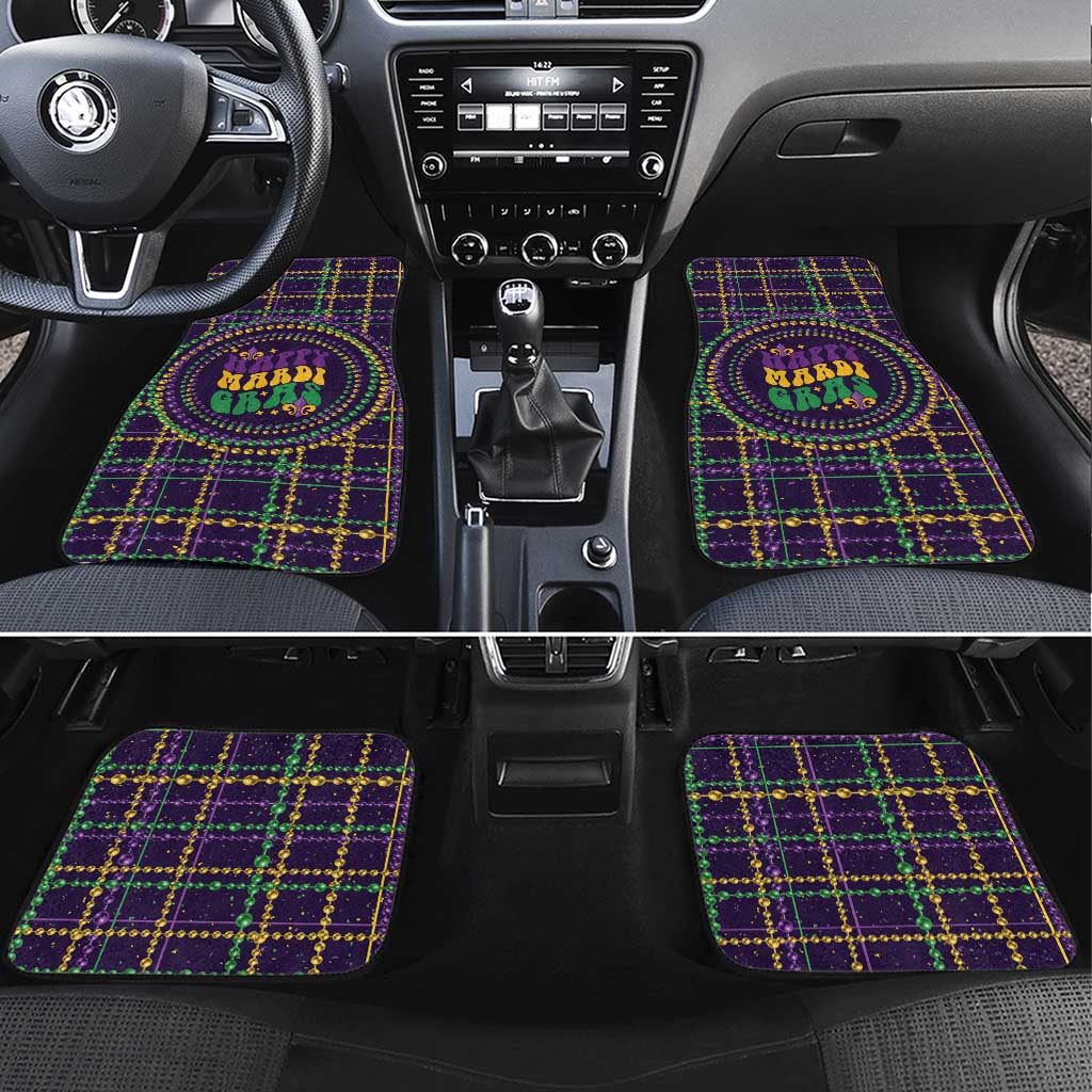 Mardi Gras Gnome Car Mats Beads Fleur de lis Symbol