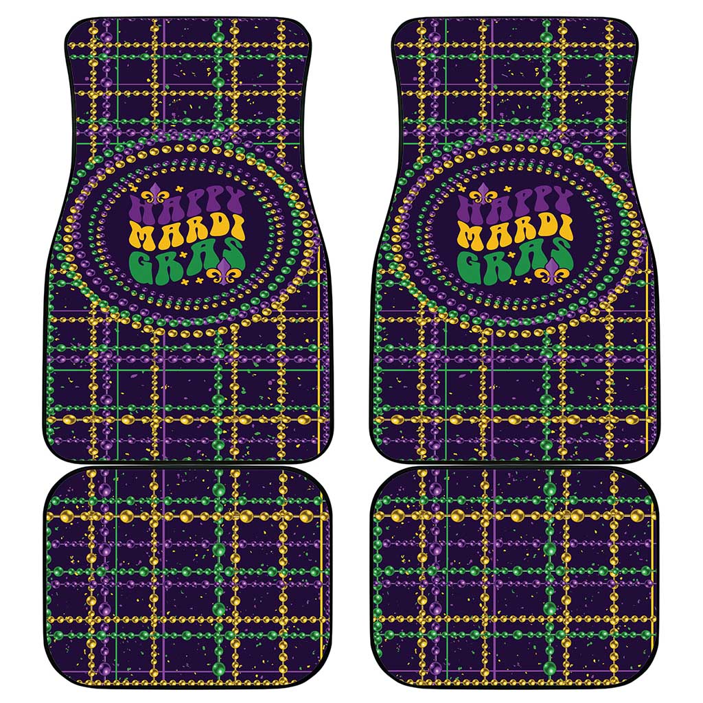 Mardi Gras Gnome Car Mats Beads Fleur de lis Symbol