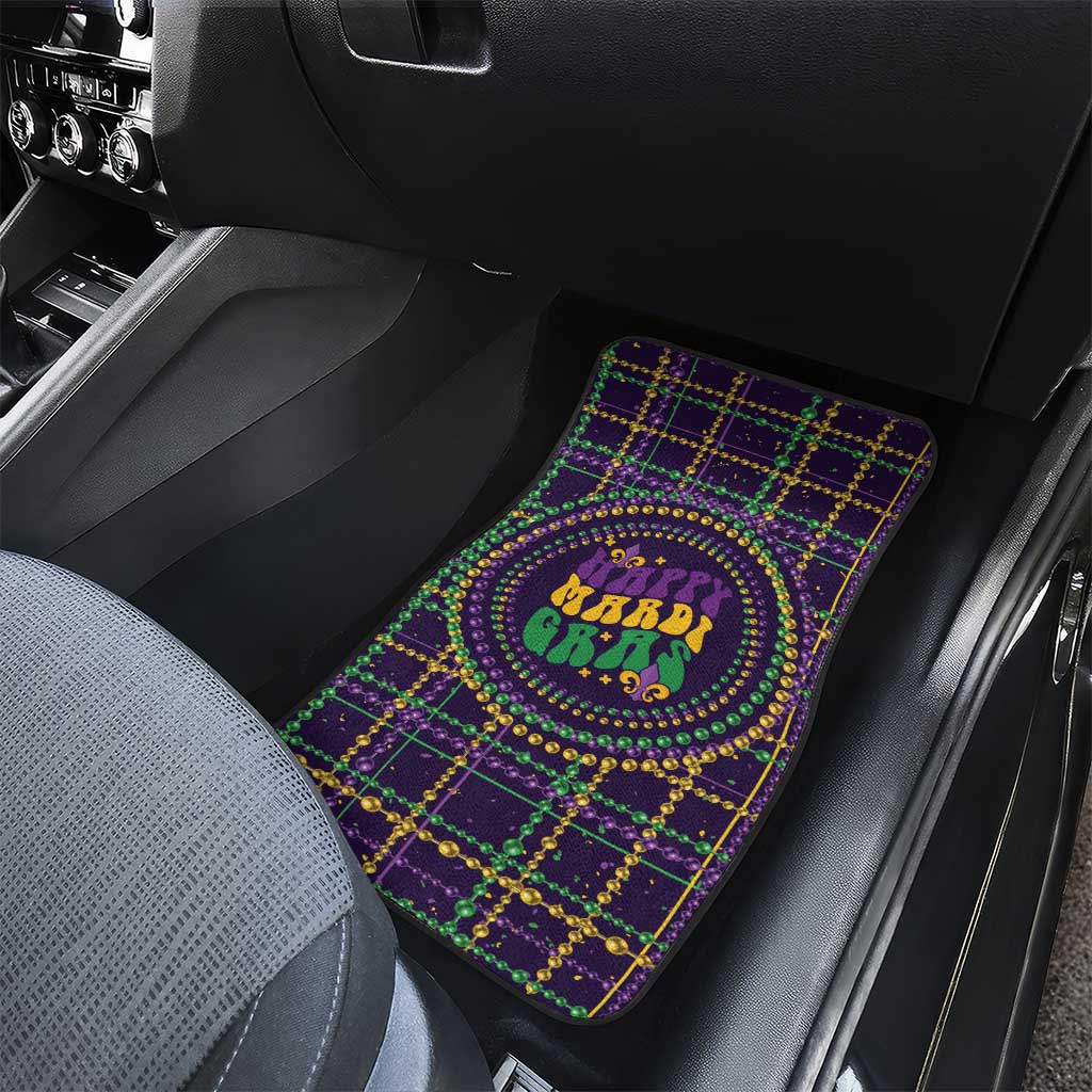 Mardi Gras Gnome Car Mats Beads Fleur de lis Symbol