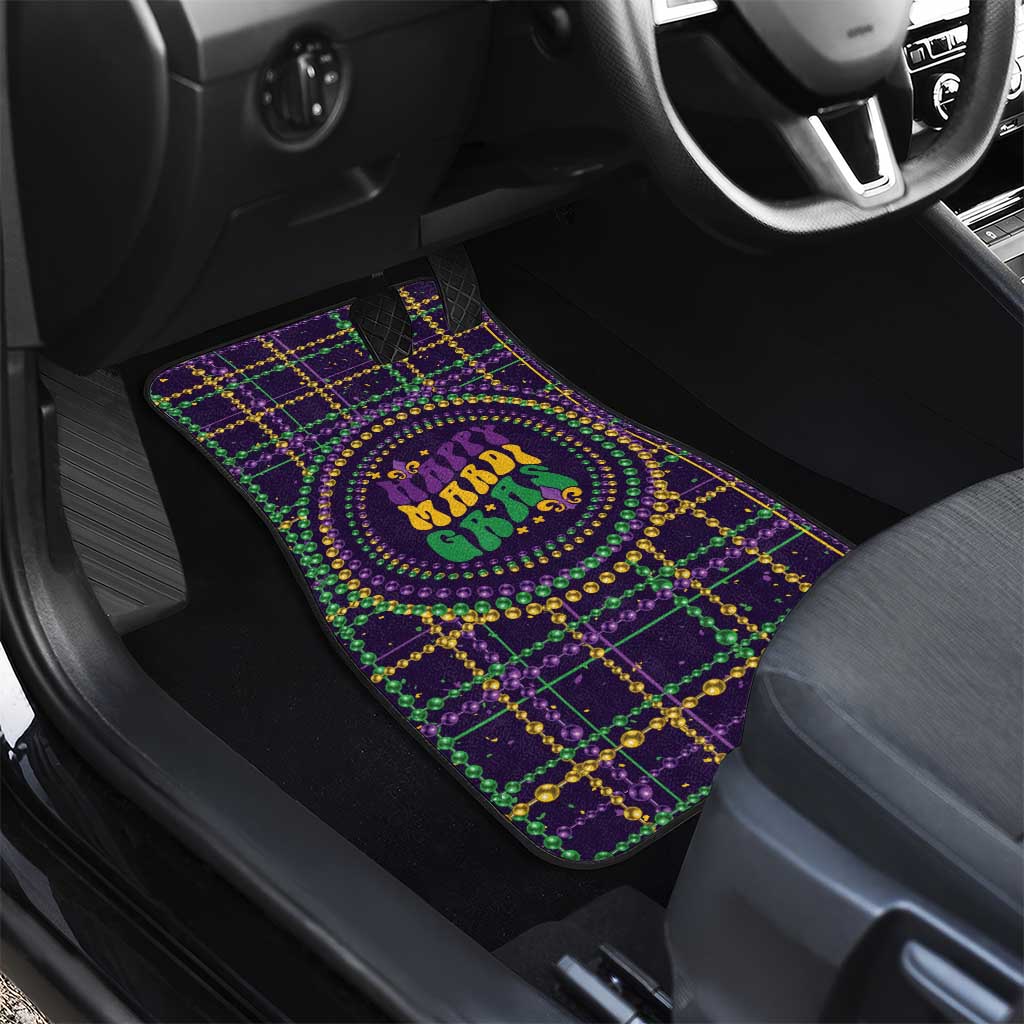 Mardi Gras Gnome Car Mats Beads Fleur de lis Symbol