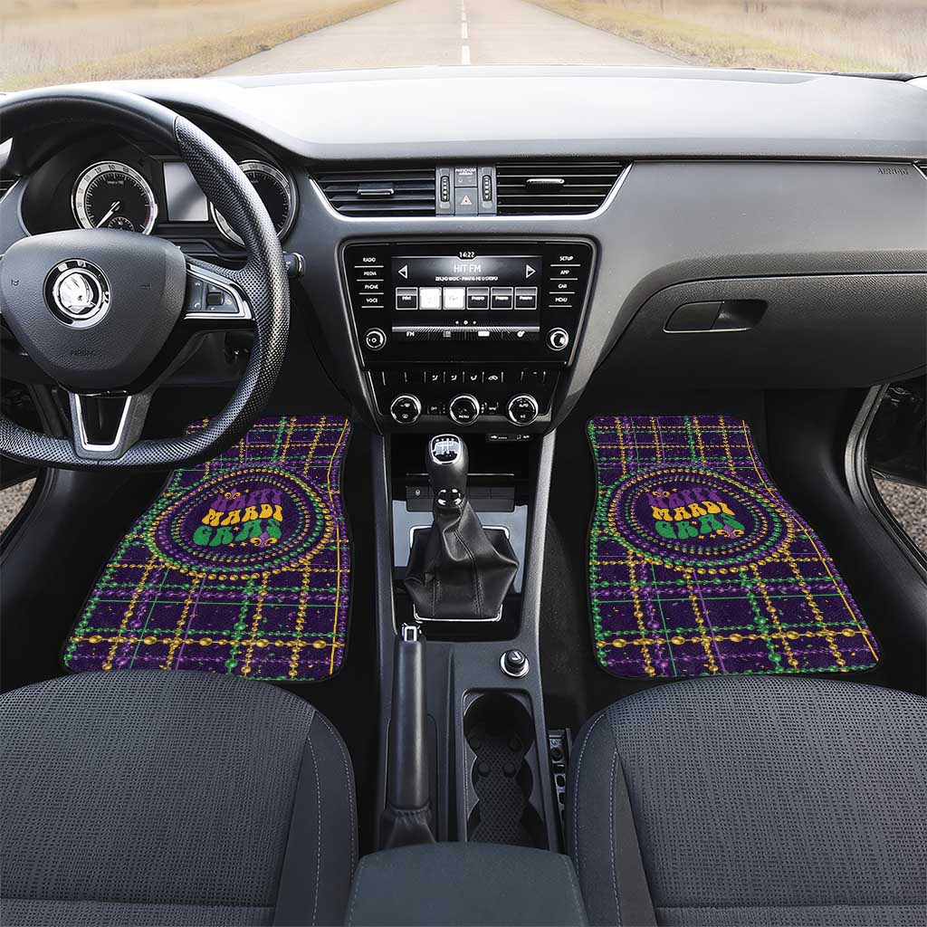 Mardi Gras Gnome Car Mats Beads Fleur de lis Symbol